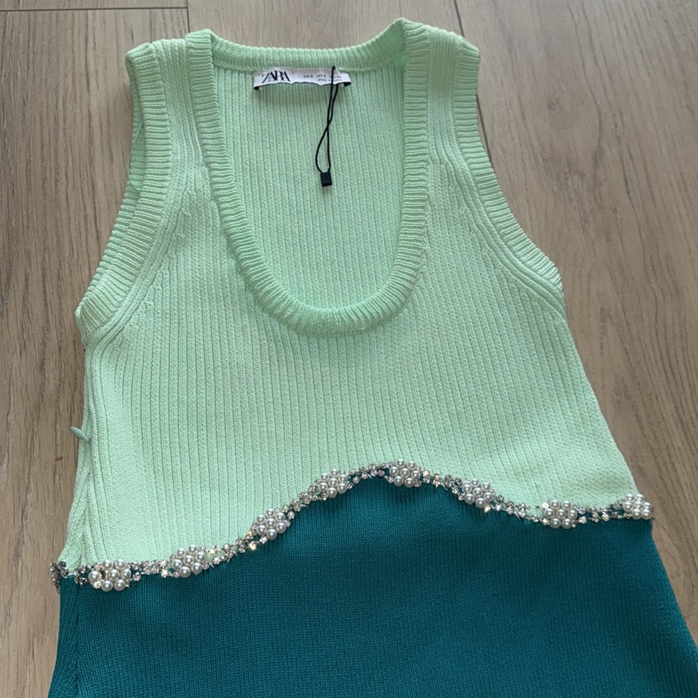 Zara JEWEL APPLIQUÉ KNIT DRESS - Picture 11 of 12